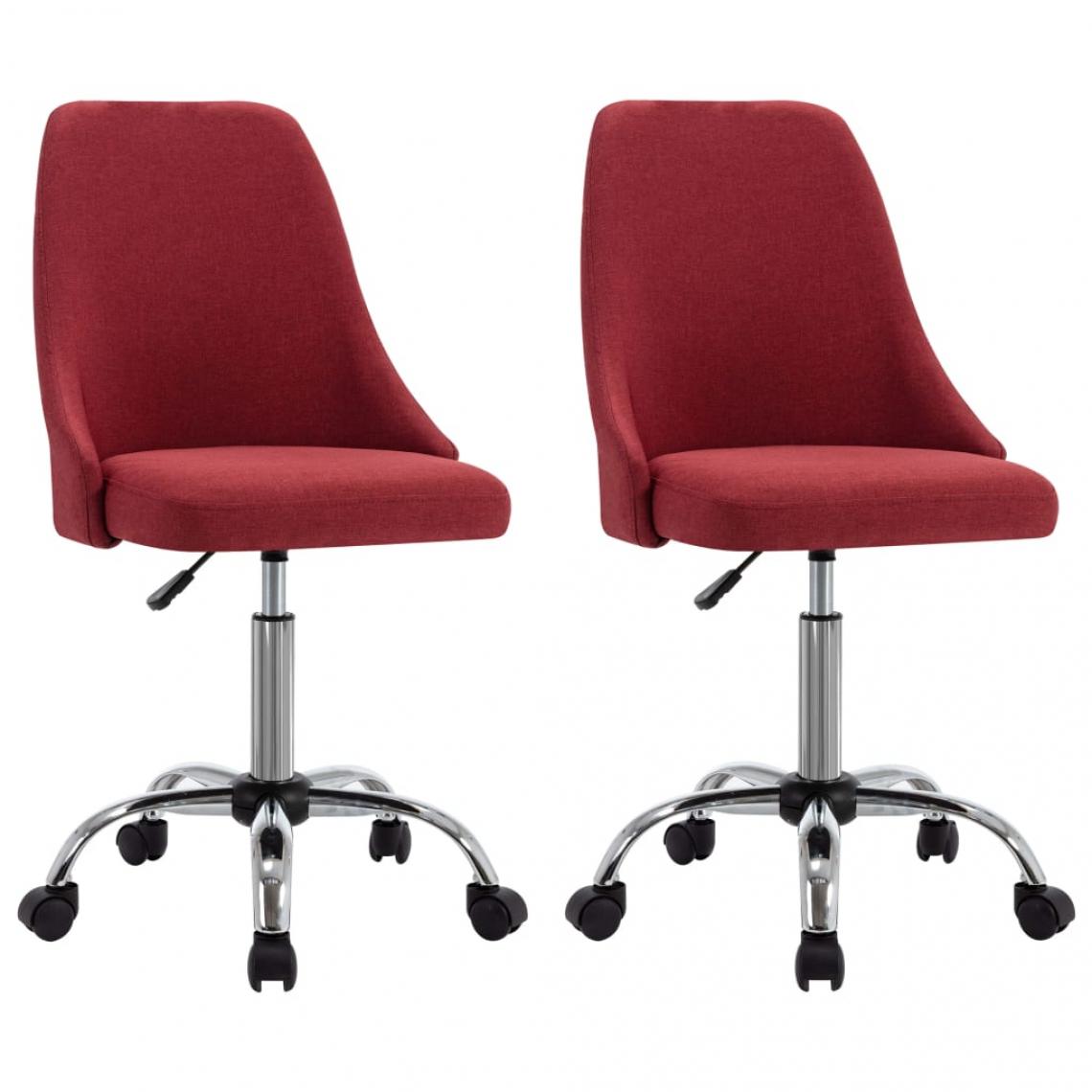 Decoshop26 - Lot de 2 chaises de salle à manger cuisine design moderne tissu rouge bordeaux CDS021002 - Chaises