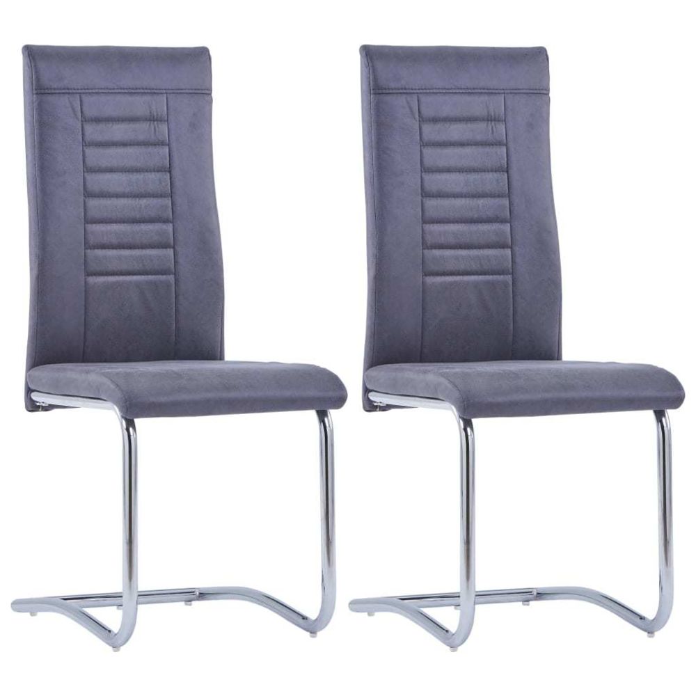 marque generique - sublime Fauteuils et chaises categorie Gaborone Chaises de salle à manger 2 pcs Gris Similicuir daim - Chaises