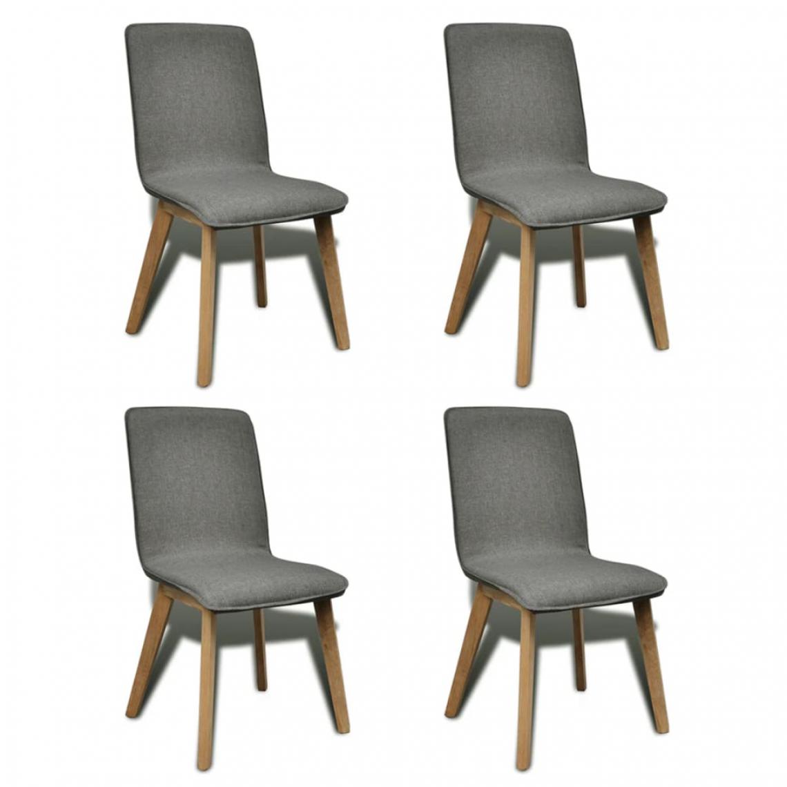 Chunhelife - Chunhelife 4pcs Chaises de salle à manger Gris clair Tissu et chêne massif - Chaises