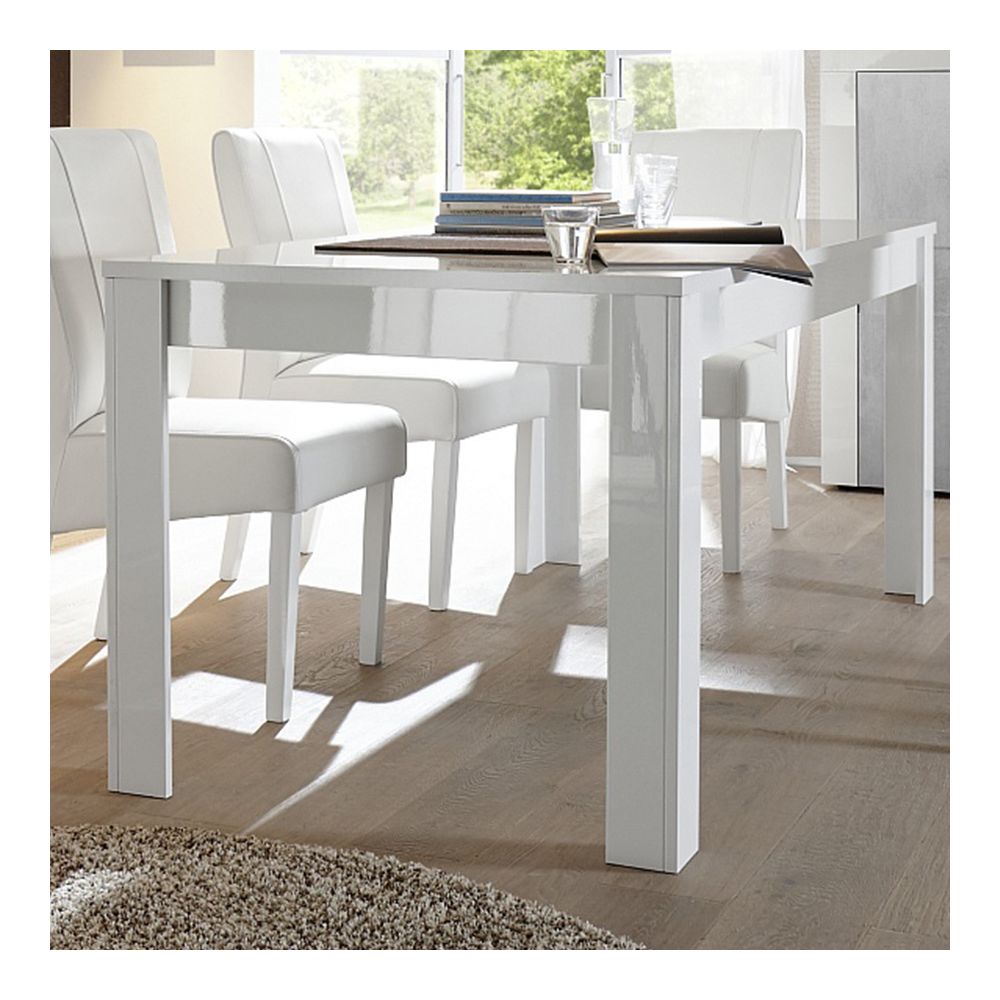 Kasalinea - Table à manger blanc laqué brillant design BROOKLYN - Sans rallonge - L 180 cm - Tables à manger