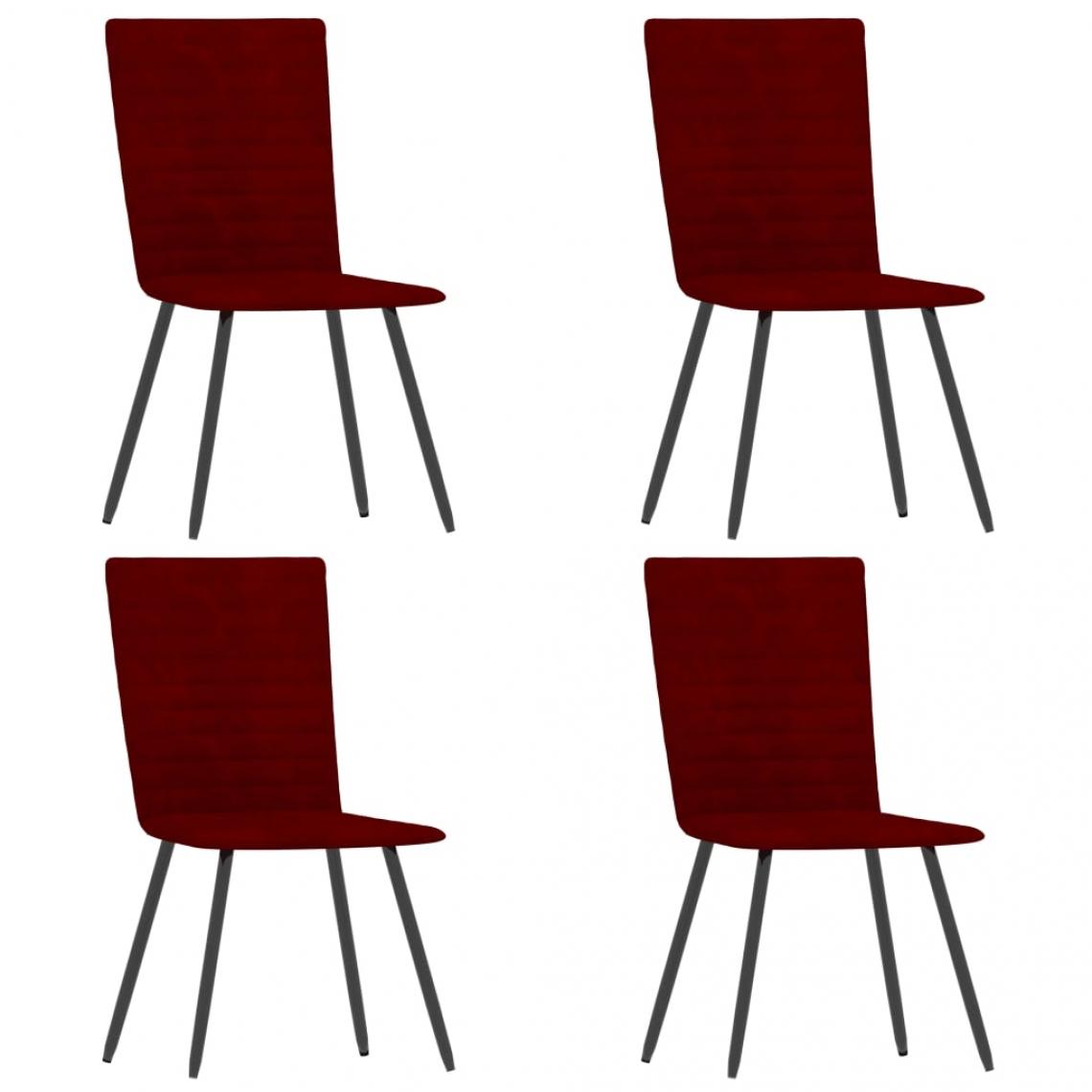 Decoshop26 - Lot de 4 chaises de salle à manger cuisine design classique velours rouge bordeaux CDS021957 - Chaises