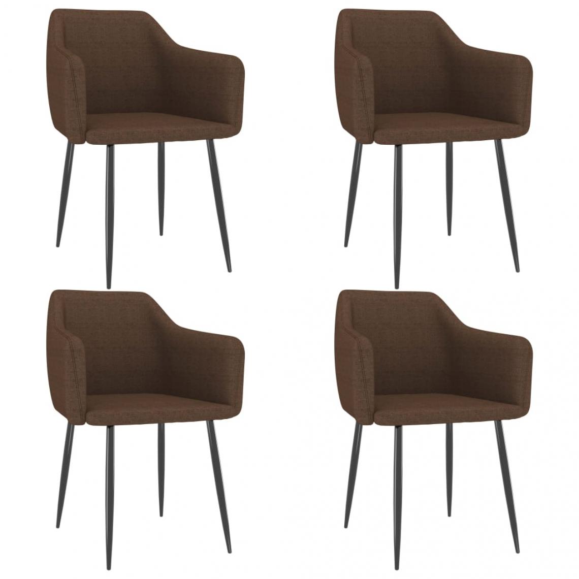 Decoshop26 - Lot de 4 chaises de salle à manger cuisine design moderne tissu marron CDS021757 - Chaises