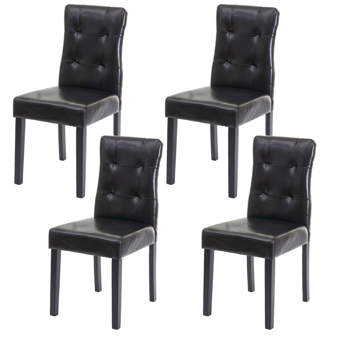 Decoshop26 - Lot de 4 chaises en simili-cuir noir pieds en bois foncé CDS04546 - Chaises
