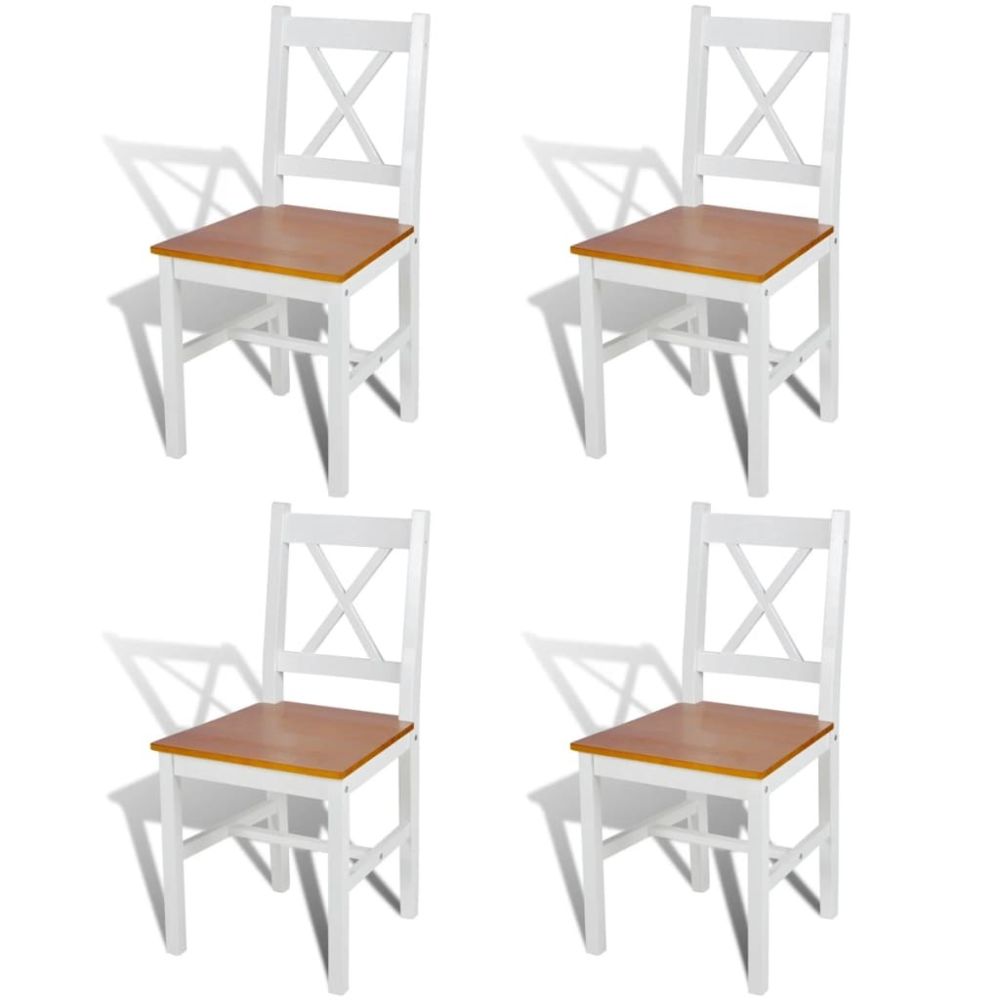 marque generique - Esthetique Fauteuils serie Banjul Chaise de salle à manger 4 pcs Bois Blanc et couleur naturelle - Chaises