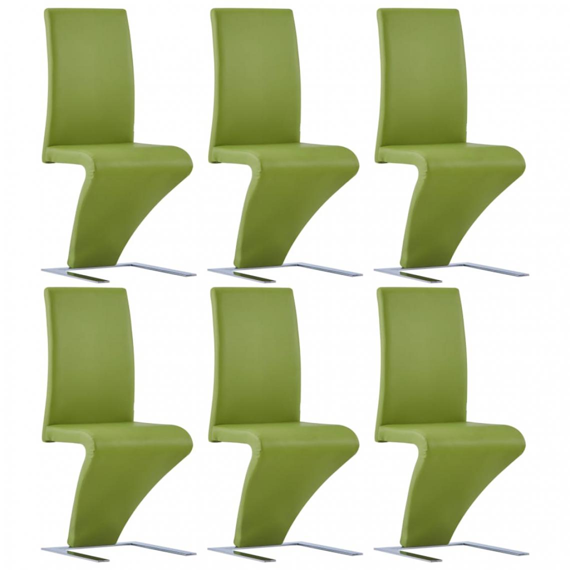 Icaverne - Admirable Fauteuils et chaises serie Tbilissi Chaises à dîner avec forme de zigzag 6 pcs Vert Similicuir - Chaises