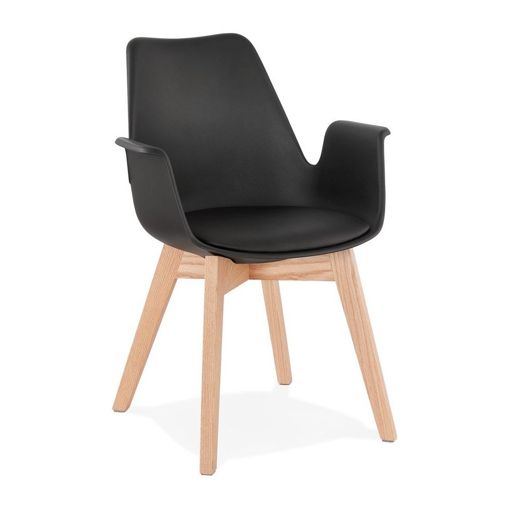 Alterego - Chaise avec accoudoirs 'MISTRAL' noire style scandinave - Chaises