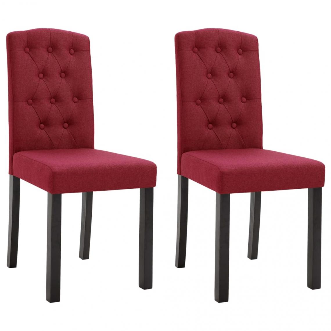 Decoshop26 - Lot de 2 chaises de salle à manger cuisine design classique tissu rouge bordeaux CDS020989 - Chaises