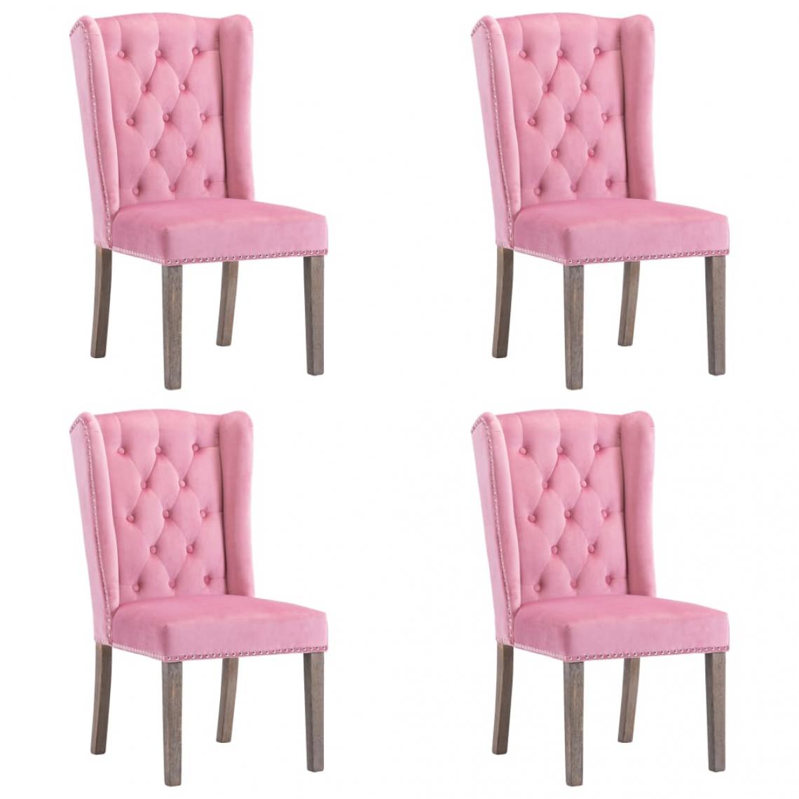Decoshop26 - Lot de 4 chaises de salle à manger cuisine design classique velours rose CDS021920 - Chaises