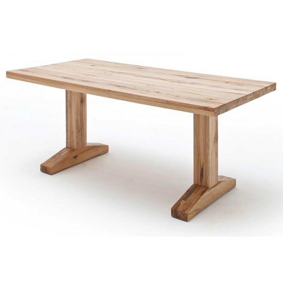 Pegane - Table à manger en chêne sauvage, laqué mat massif - L.180 x H.76 x P.90 cm - Tables à manger