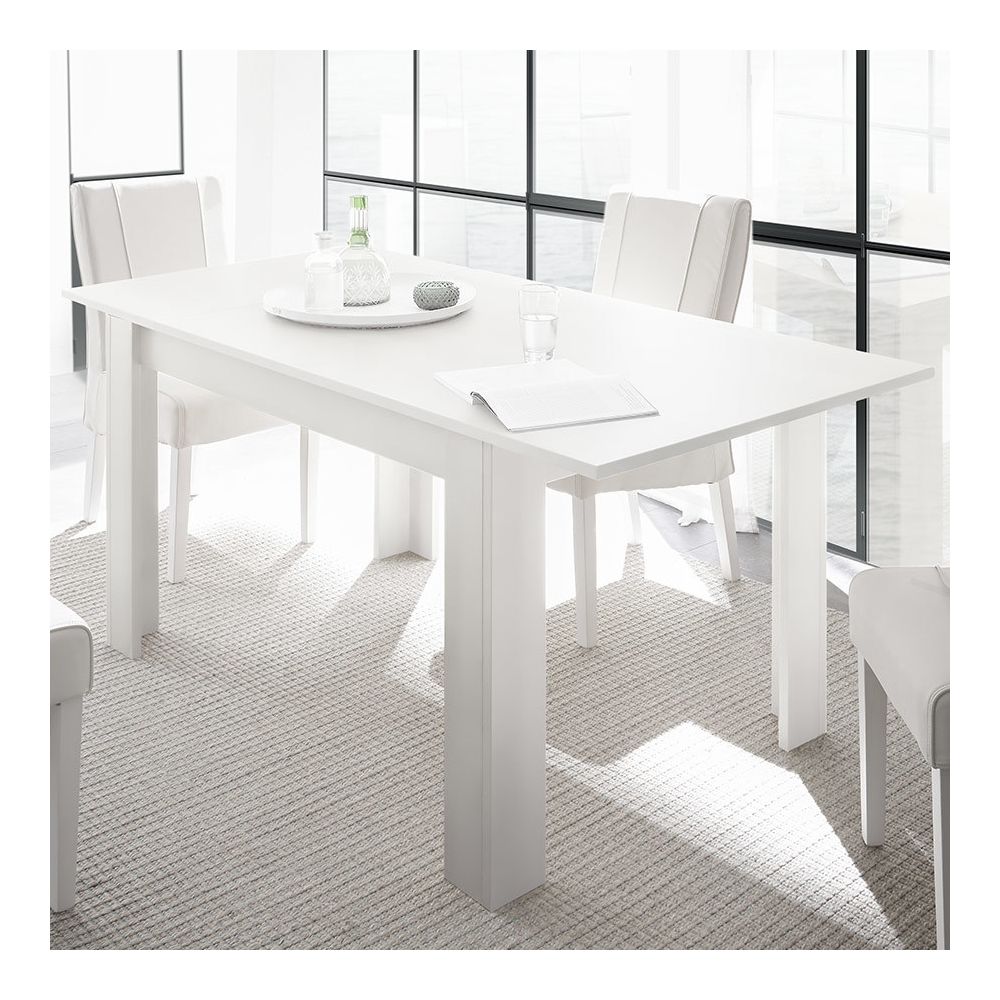 Kasalinea - Table extensible 140 cm design blanc laqué AGATHE - Tables à manger