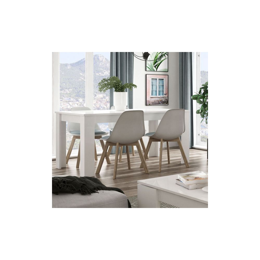 Dansmamaison - Table de repas à allonge Blanc brillant - OXNARD - L 140/190 x l 90 x H 78 cm - Tables à manger