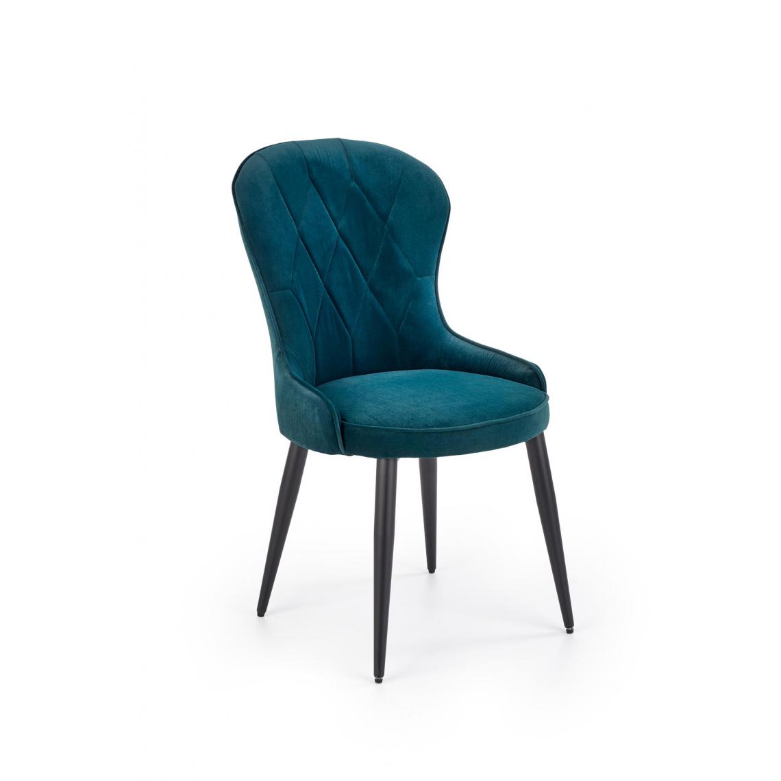 Hucoco - KADMOS - Chaise rembourrée style moderne salon/chambre - 92x58x52 - Pieds en acier - Meuble de salle à manger - Vert - Chaises