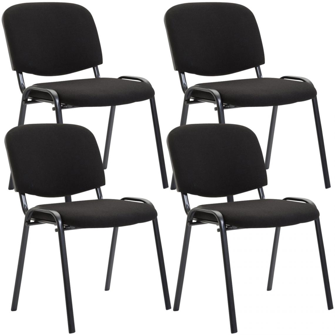 Icaverne - Stylé Ensemble de 4 chaises visiteur en tissu gamme Bamako couleur noir - Chaises
