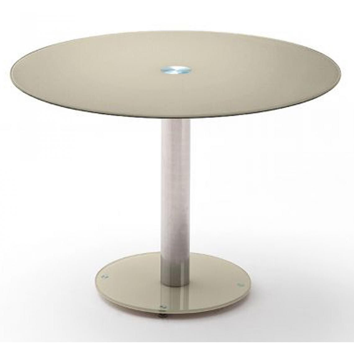 Pegane - Table à manger en métal et verre de sécurité taupe - L.100 x H.77 x P.100 cm - Tables à manger