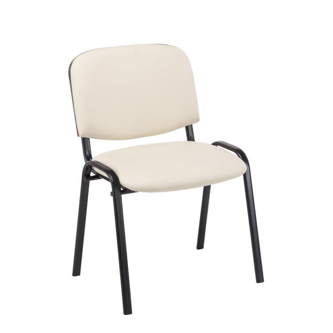Decoshop26 - Chaise visiteur assise rembourrée en simili-cuir crème BUR10072 - Chaises