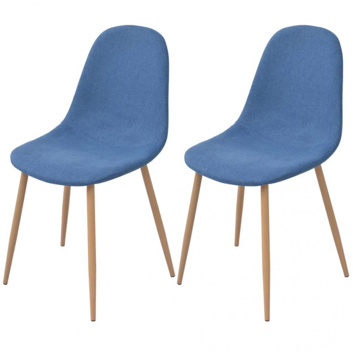 Decoshop26 - Lot de 2 chaises de salle à manger cuisine design moderne tissu bleu CDS020232 - Chaises