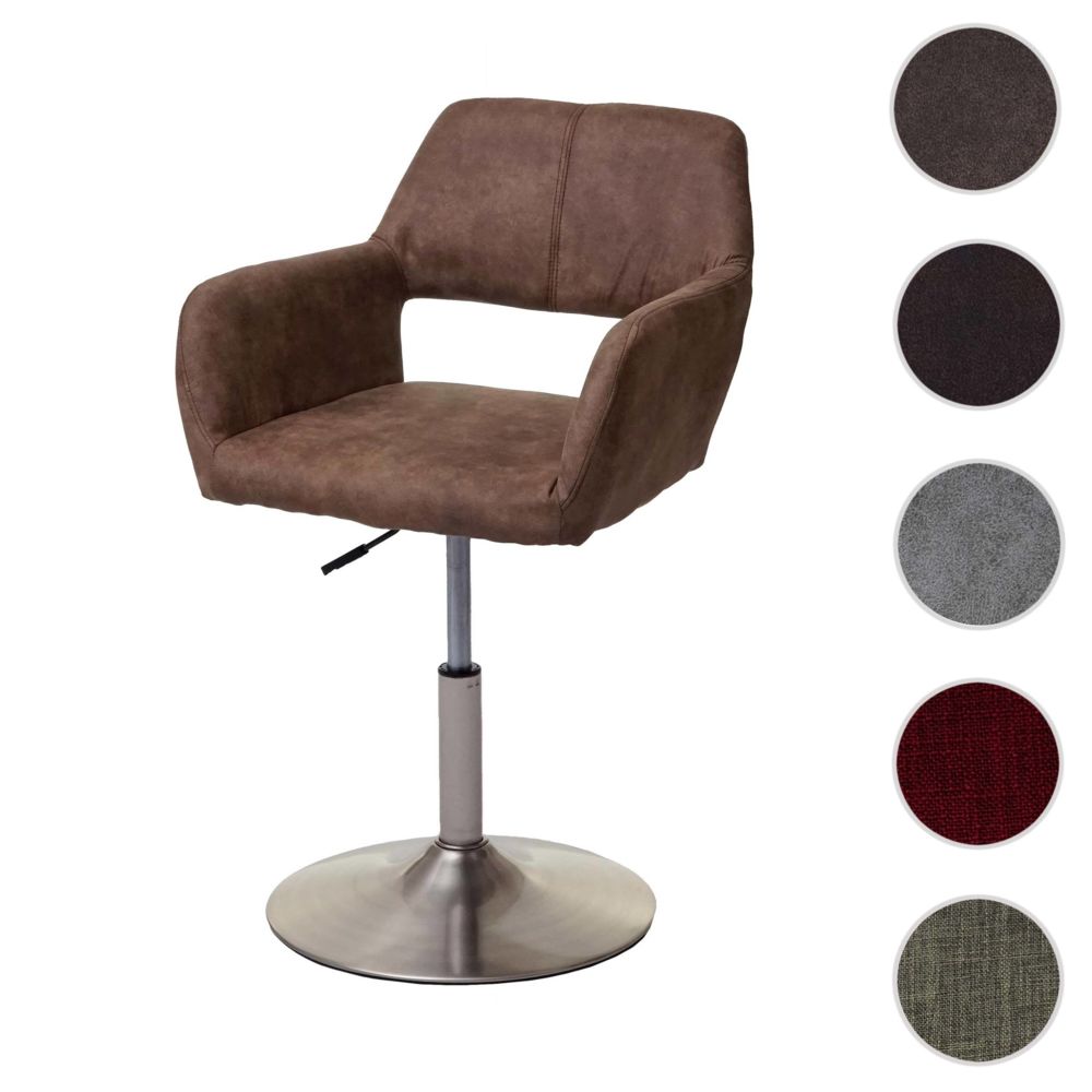 Mendler - Chaise de salle à manger HWC-A50 III, style rétro années 50, tissu ~ marron vintage, pied en métal brossé - Chaises