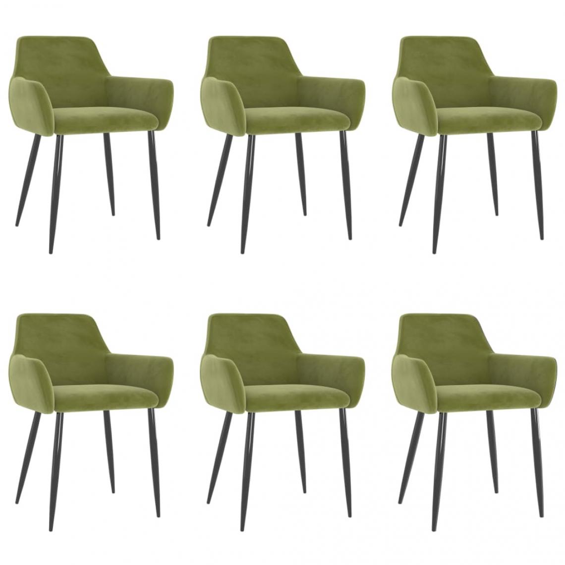 Decoshop26 - Lot de 6 chaises de salle à manger cuisine design moderne velours vert clair CDS022884 - Chaises