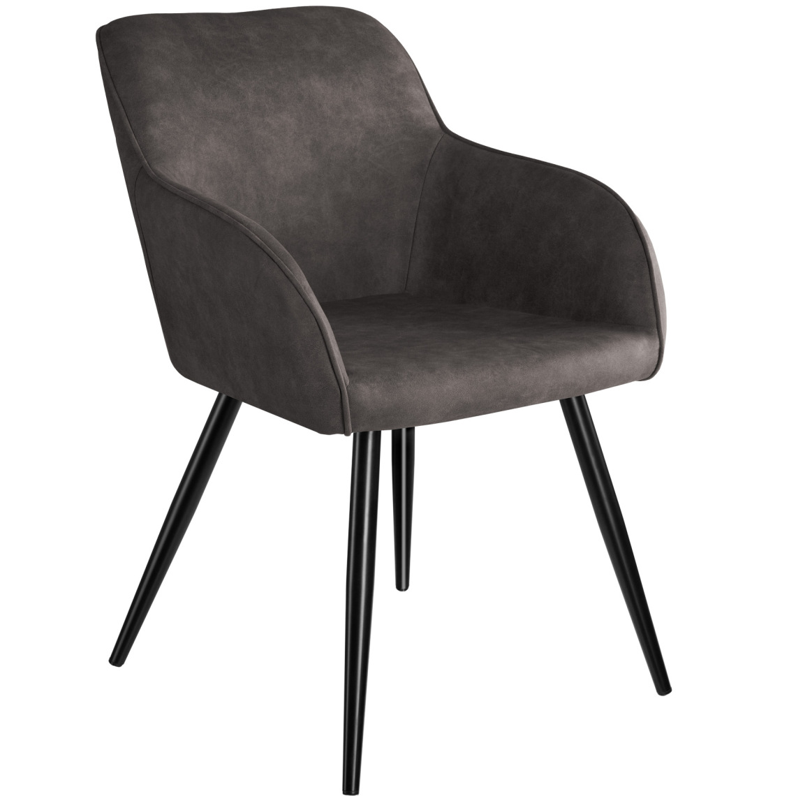 Tectake - Chaise Marilyn tissu - gris foncé-noir - Chaises