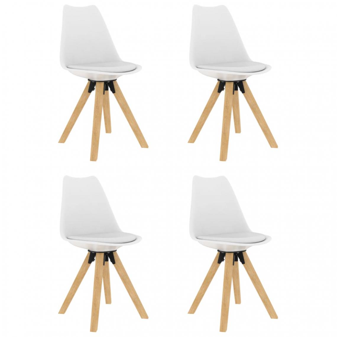 Chunhelife - Chunhelife Chaises de salle à manger 4pcs Blanc PP et bois de hêtre massif - Chaises
