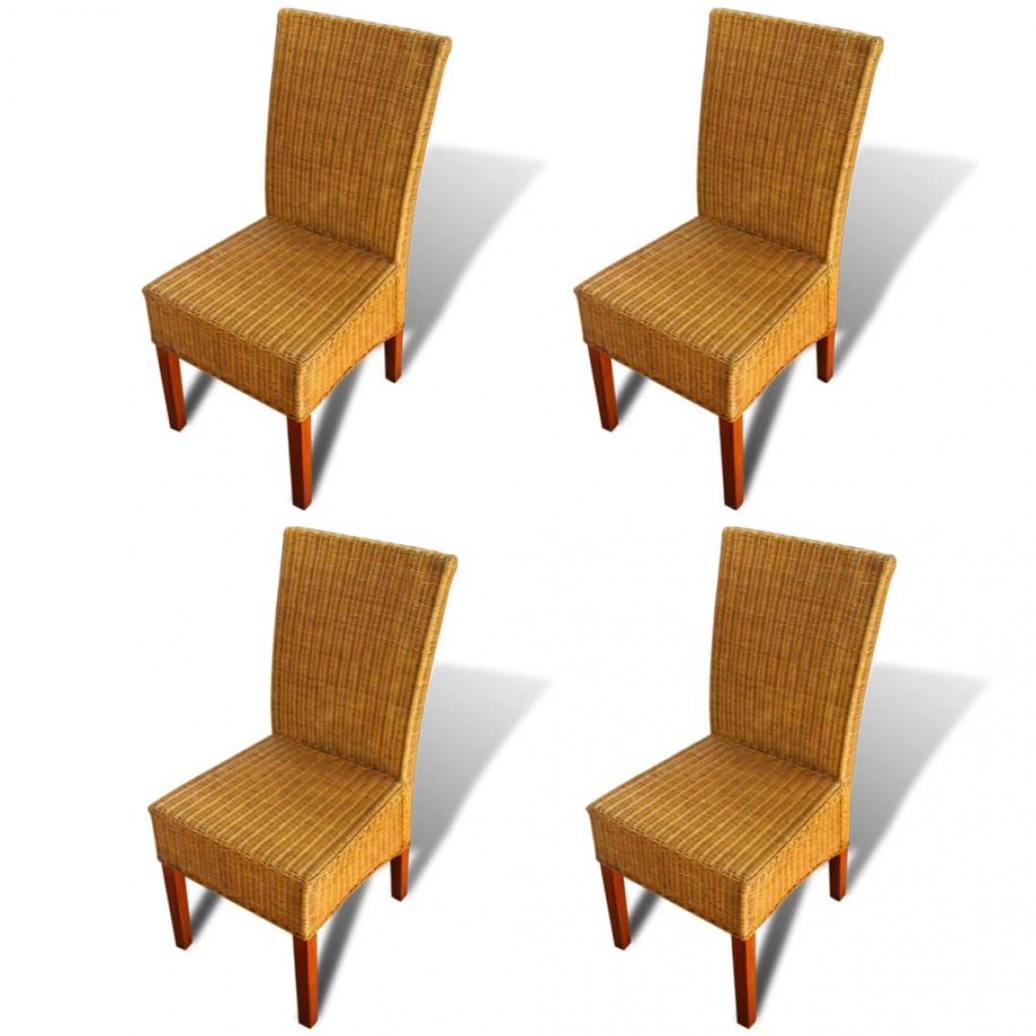 Decoshop26 - Lot de 4 chaises de salle à manger cuisine design classique rotin naturel marron CDS021699 - Chaises