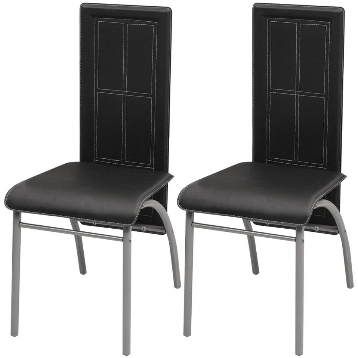 Decoshop26 - Lot de 2 chaises de salle à manger cuisine design moderne similicuir noir CDS020823 - Chaises