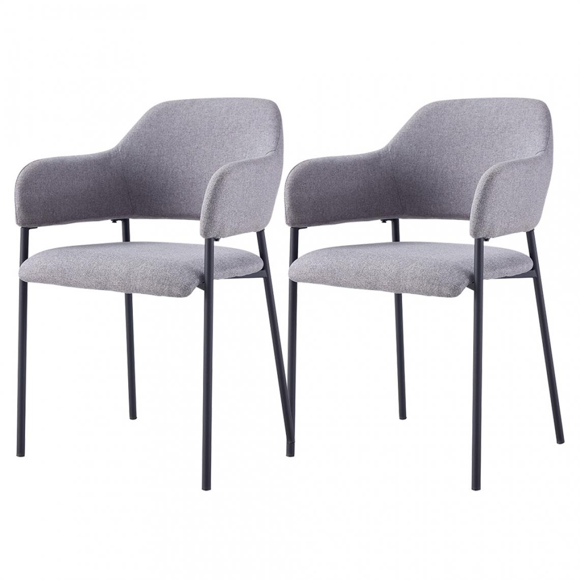 Selsey - Lot de 2 chaises tapissées - AZHAI - avec accoudoirs - gris - Chaises
