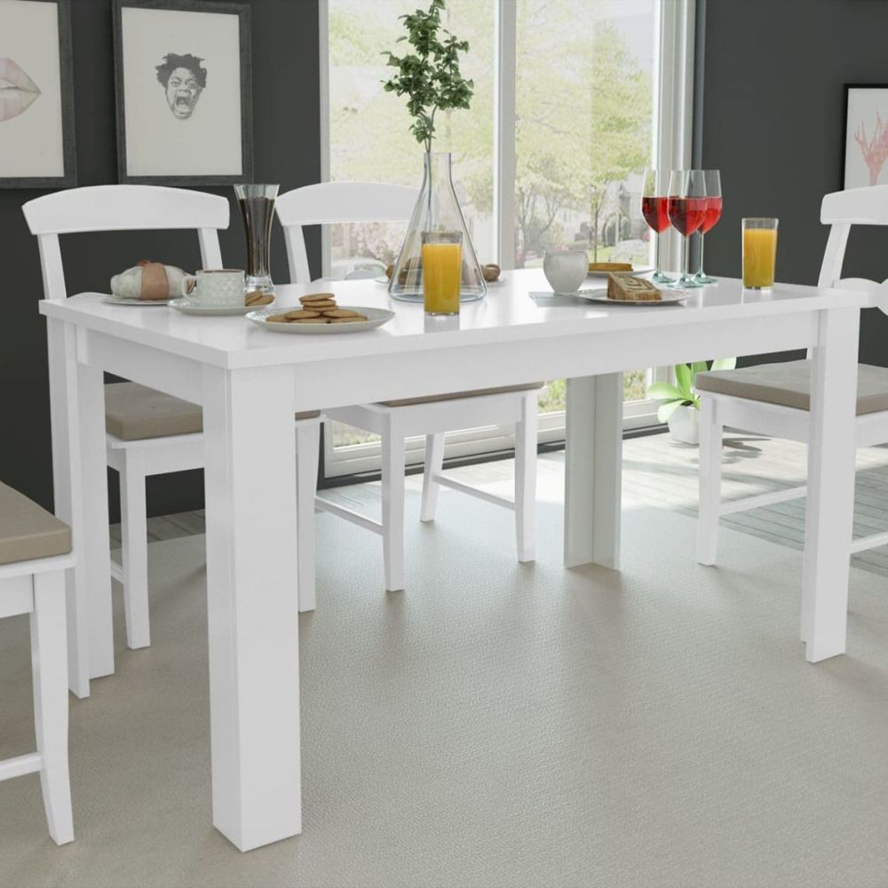Uco - UCO Table de salle à manger 140 x 80 x 75 cm blanc - Tables à manger
