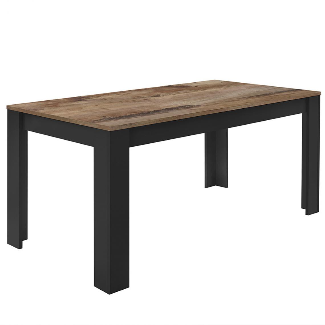 Happymobili - Table 180 cm noire et couleur bois moderne SICILIA - Tables à manger