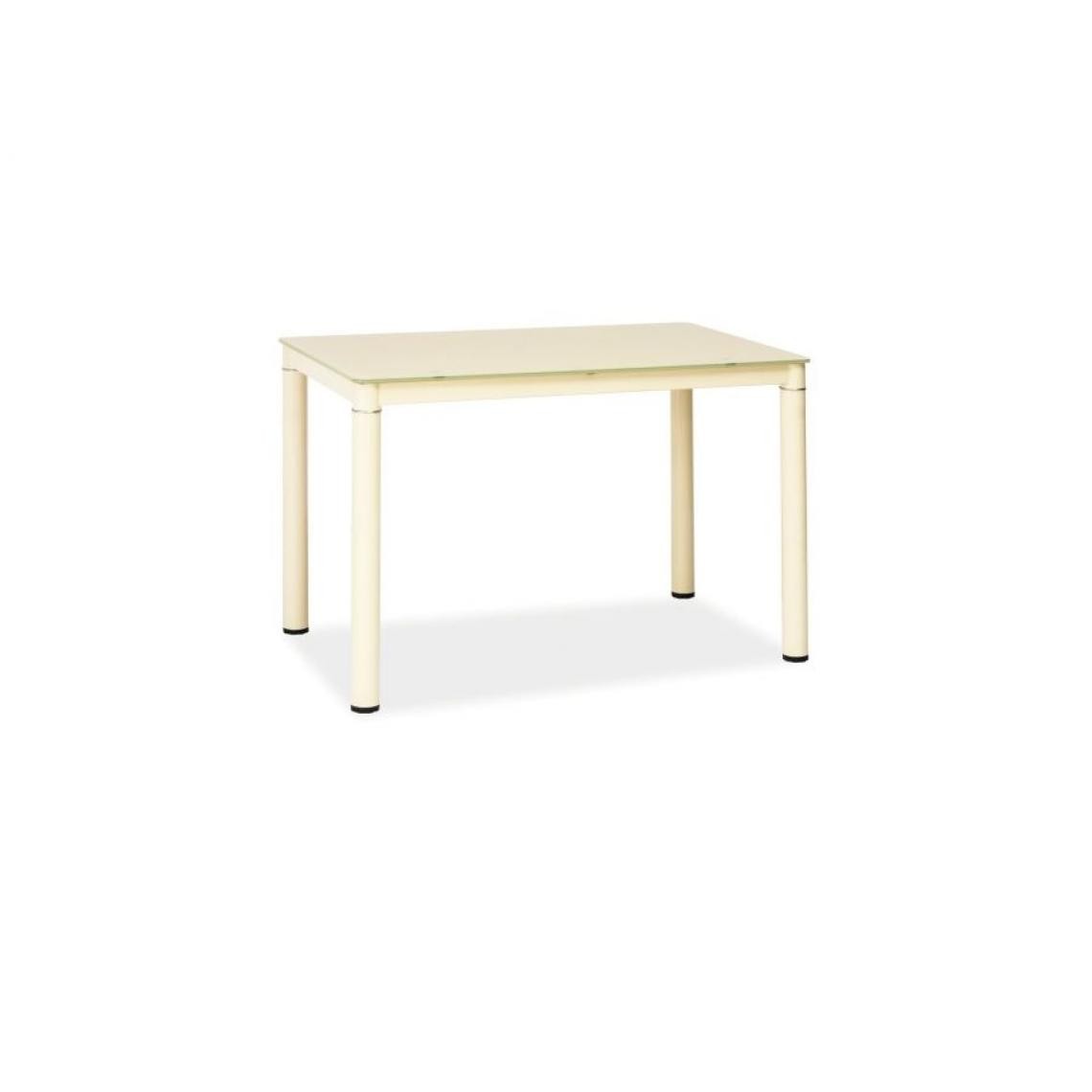 Hucoco - GASANT - Table moderne pour salle à manger salon cafés - Dimensions : 110x70x75 cm - Plateau en verre - Blanc - Tables à manger