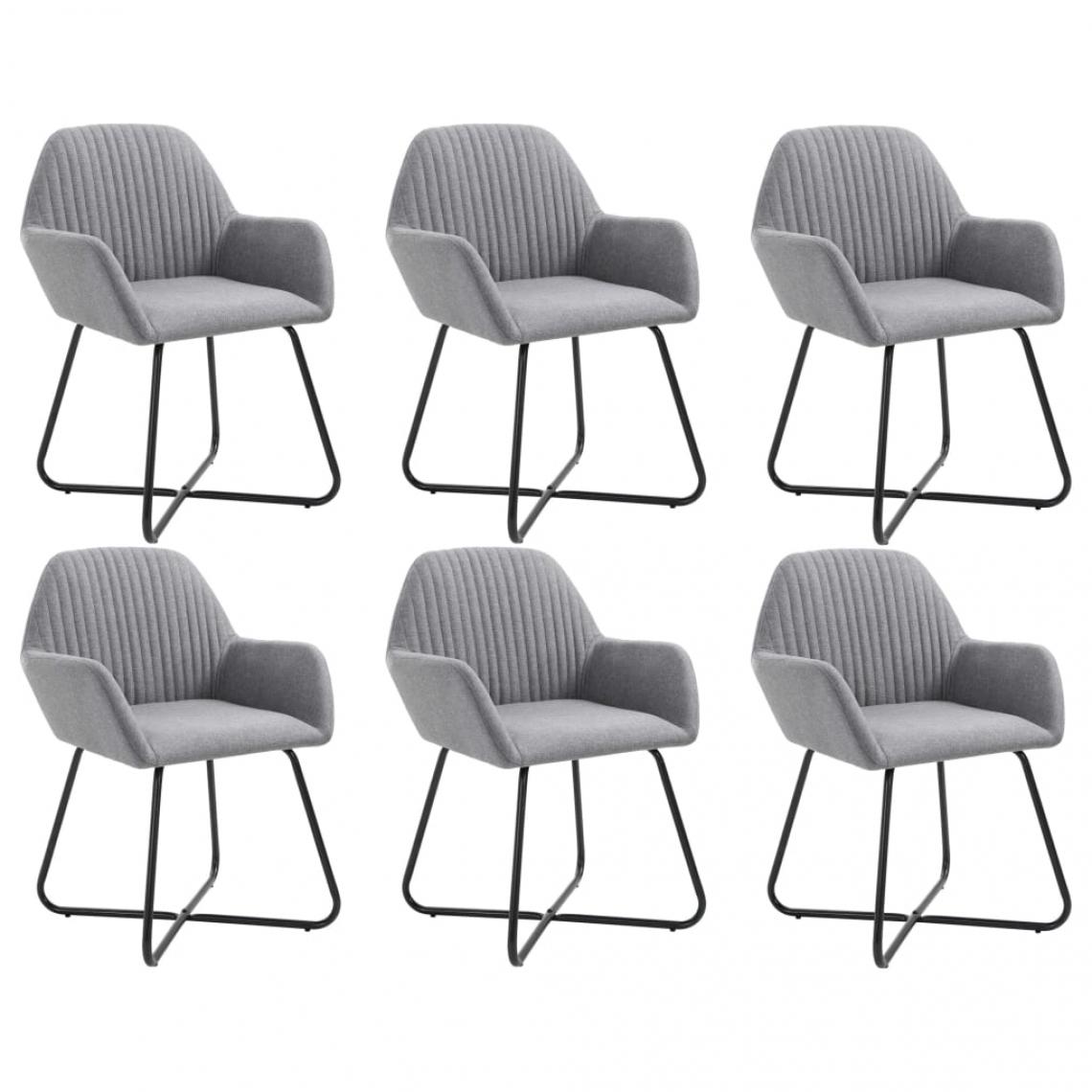 Decoshop26 - Lot de 6 chaises de salle à manger cuisine design moderne tissu gris clair CDS022419 - Chaises