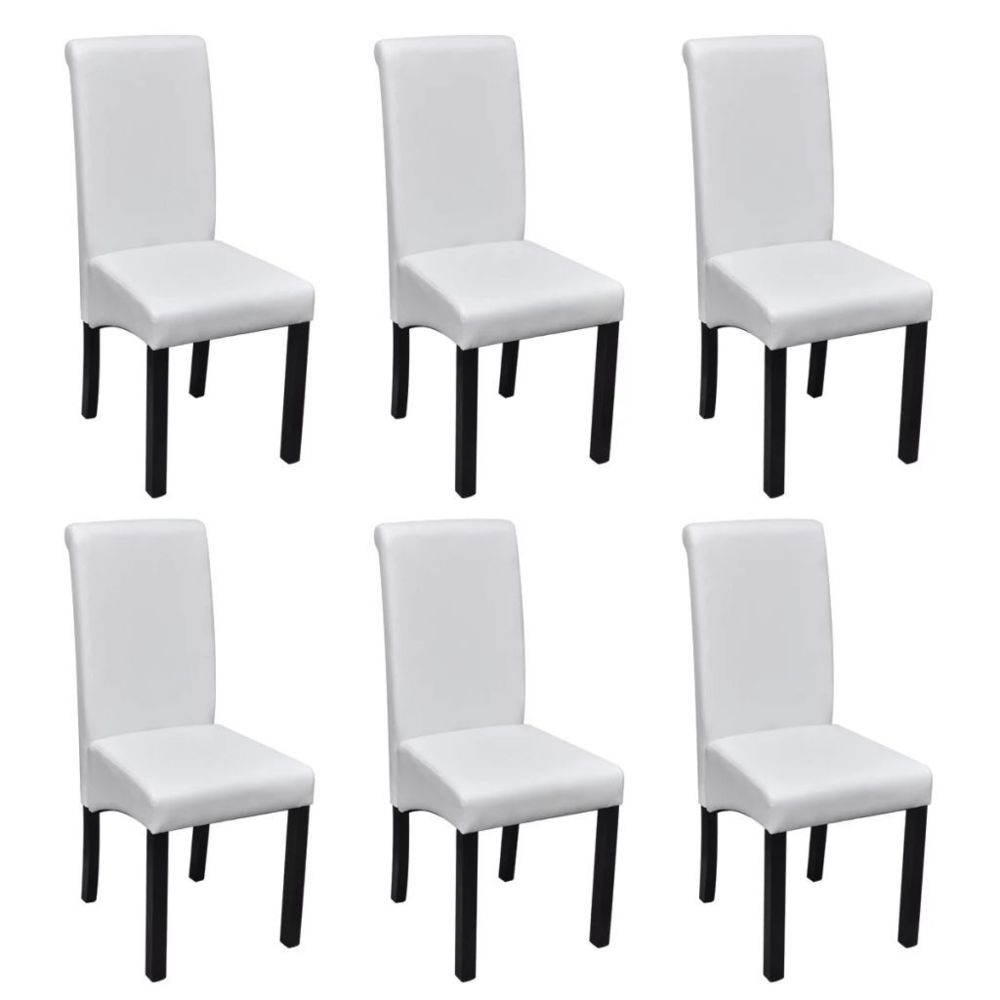 marque generique - Magnifique Fauteuils collection Maputo Chaise de salle à manger 6 pcs Cuir synthétique Blanc - Chaises