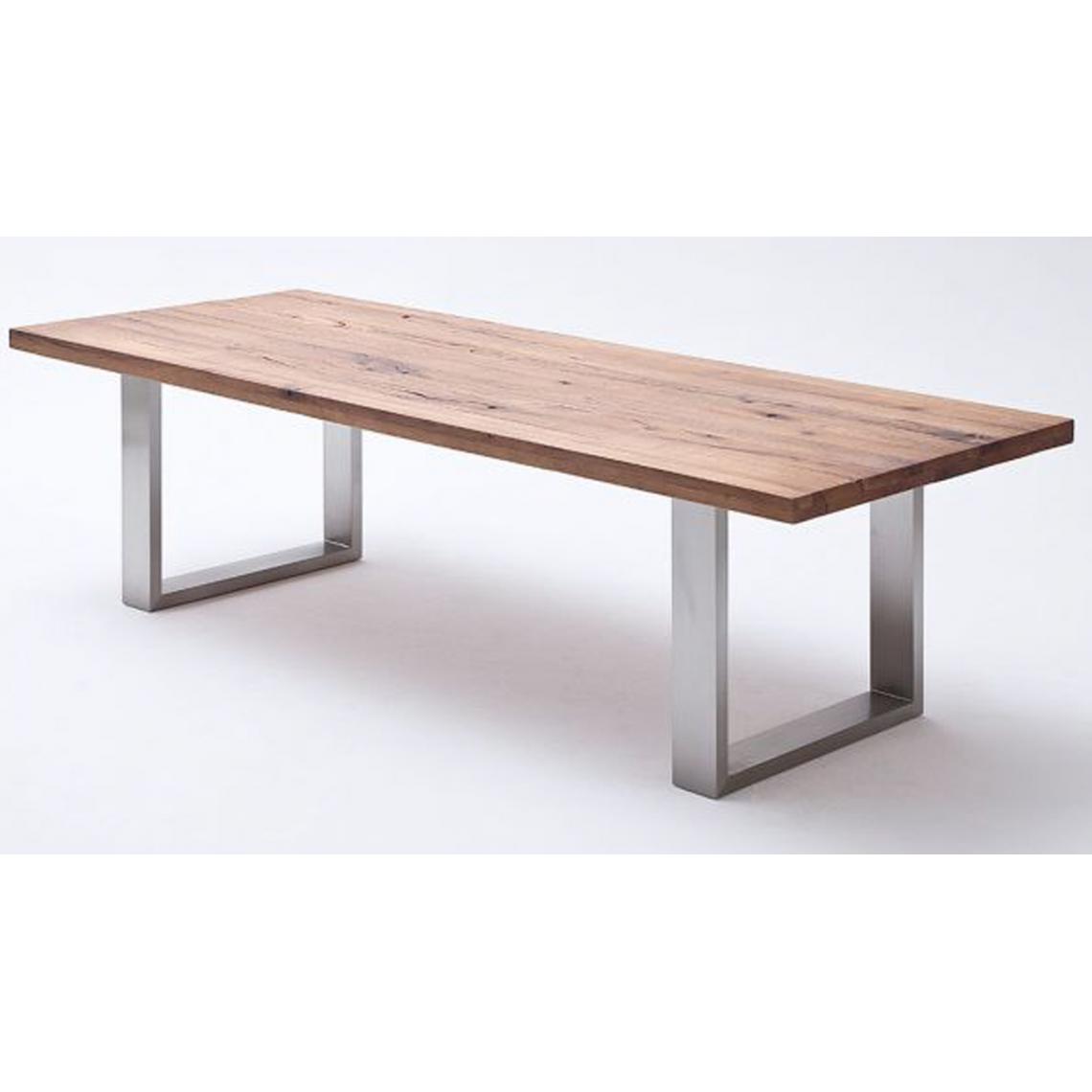 Pegane - Table à manger en chêne Bassano, laqué mat massif - L.240 x H.76 x P.100 cm -PEGANE- - Tables à manger
