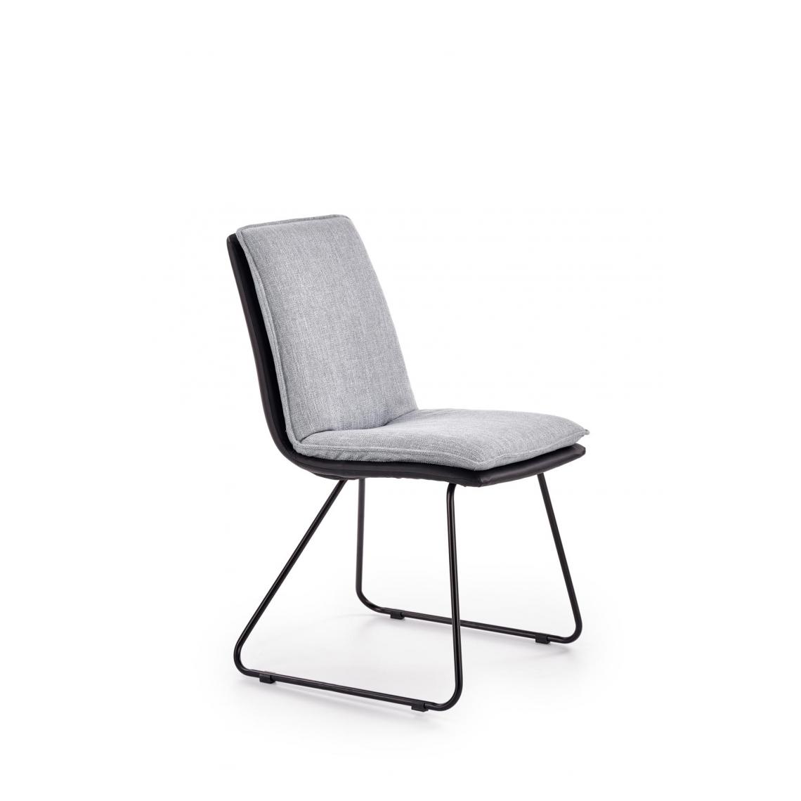 Hucoco - HILARIO - Chaise rembourrée style moderne salon/chambre - 85x55x49 - Base en acier - Meuble de salle à manger - Gris - Chaises