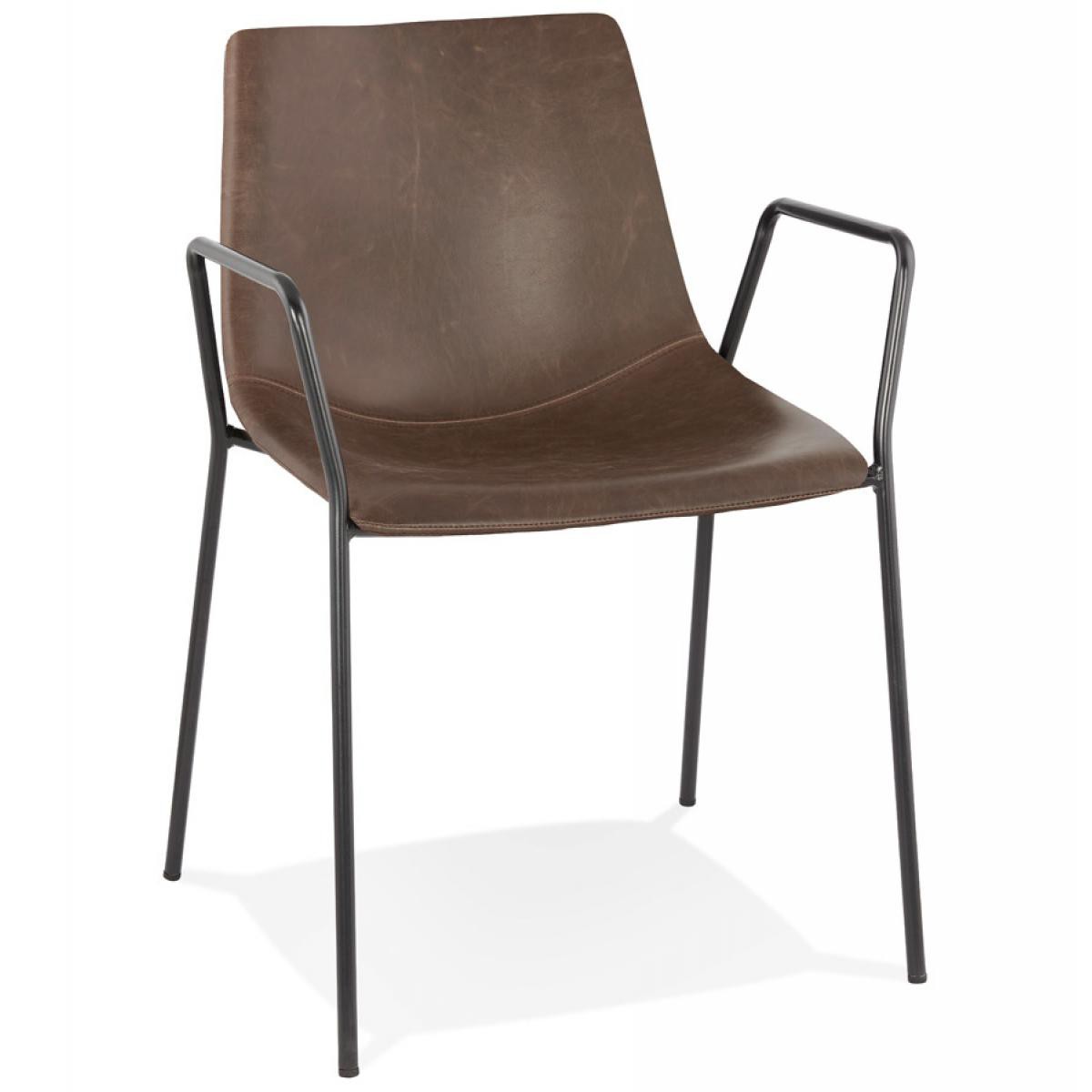 Alterego - Chaise design avec accoudoirs 'BILL' brune - Chaises