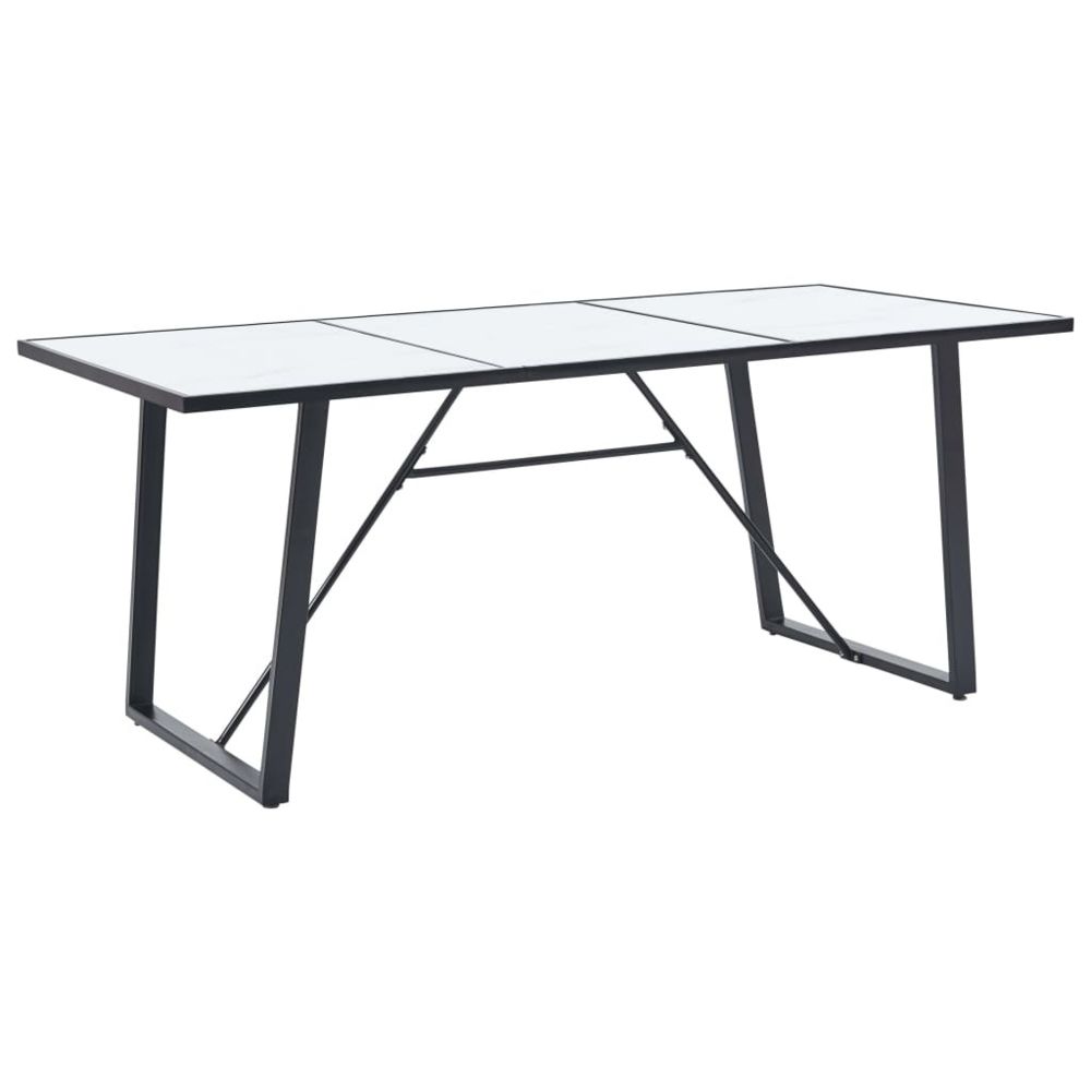 Vidaxl - vidaXL Table de salle à manger Blanc 200x100x75 cm Verre trempé - Tables à manger