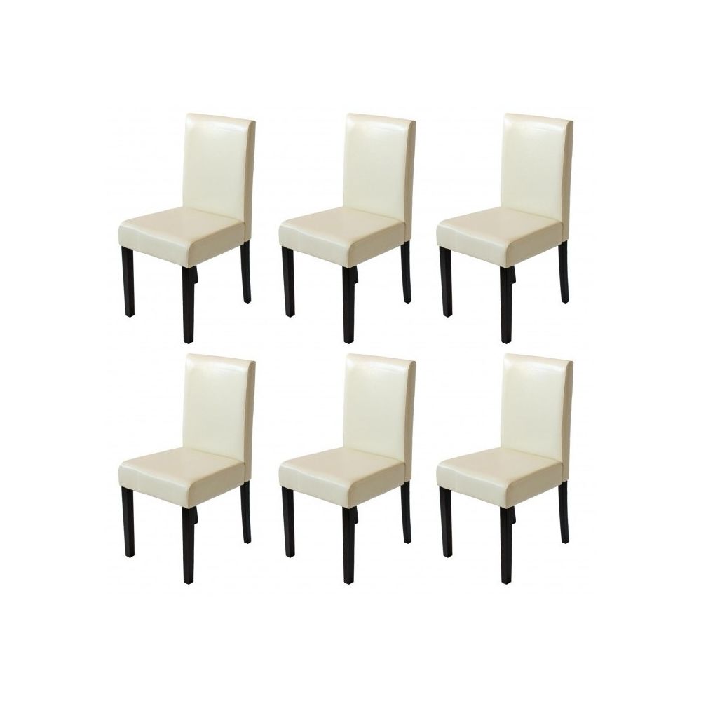 Decoshop26 - Lot de 6 chaises de salle à manger simili-cuir crème pieds foncés CDS04242 - Chaises