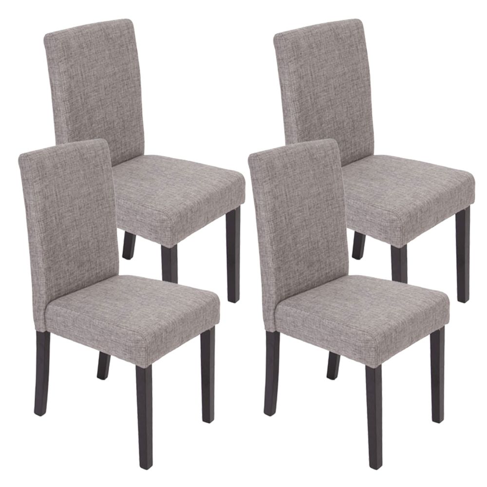 Mendler - Lot de 4 chaises de séjour Littau, tissu gris, pieds foncés - Chaises