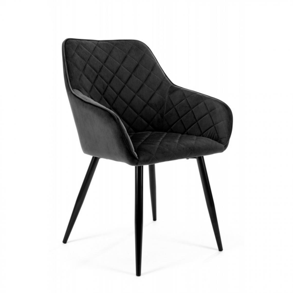 Hucoco - MORLI - Chaise rembourrée style moderne 2pcs - 84.5x45x40 - Pieds en métal - Noir - Chaises