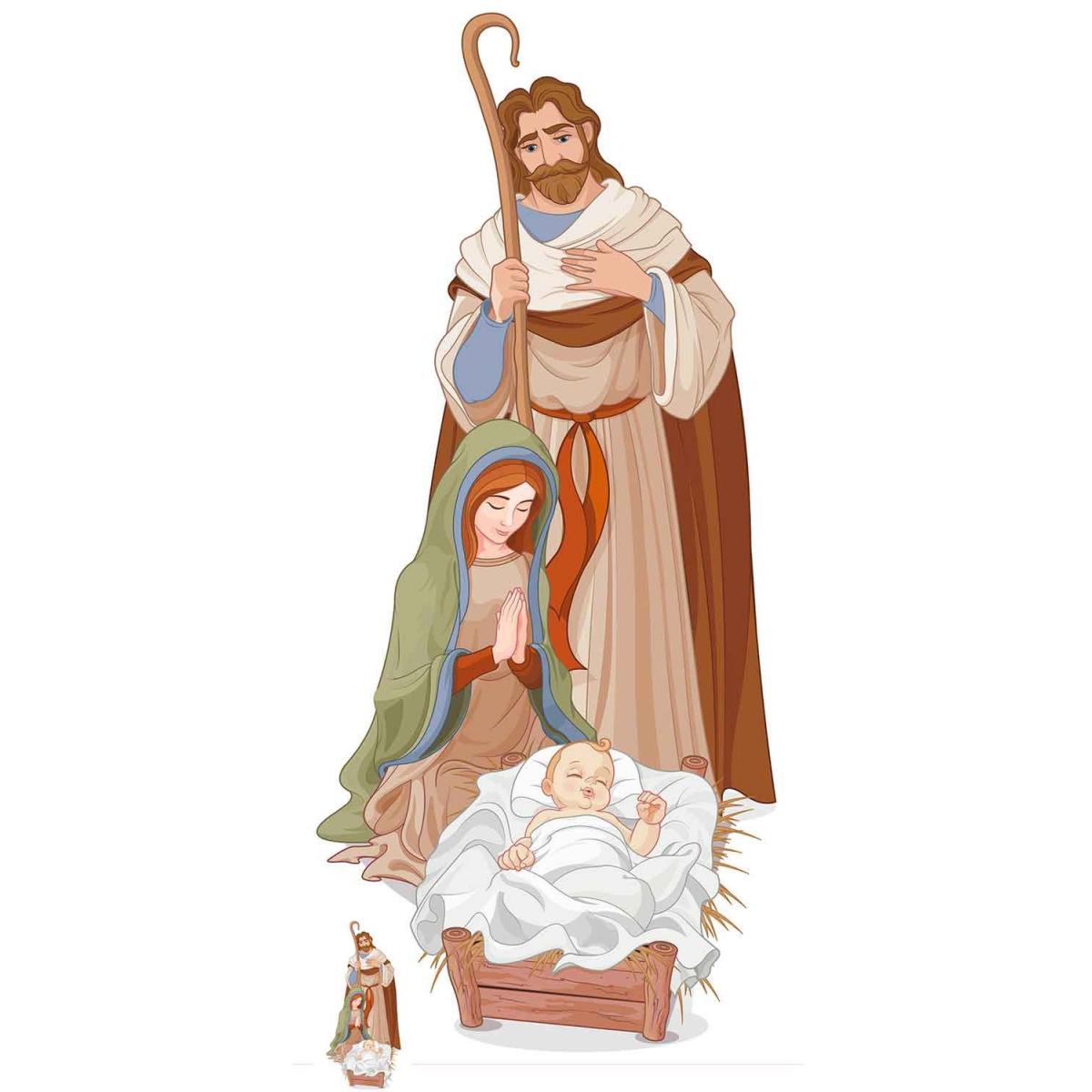 Star Cutouts - Figurine en carton Crèche avec bébé, homme et femme qui prient 183 cm - Statues