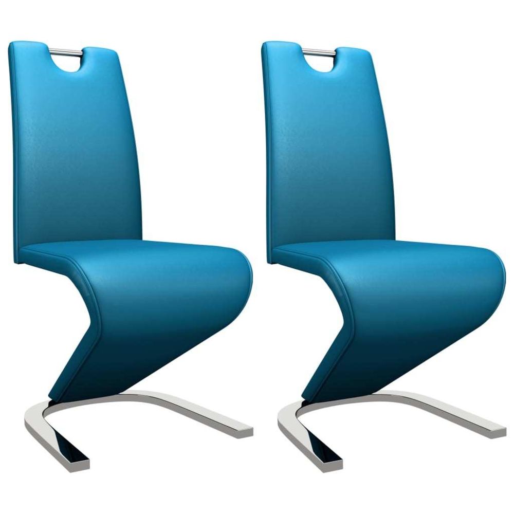 marque generique - Superbe Fauteuils et chaises gamme Nuku?alofa Chaises à dîner avec forme de zigzag 2 pcs Bleu Similicuir - Chaises
