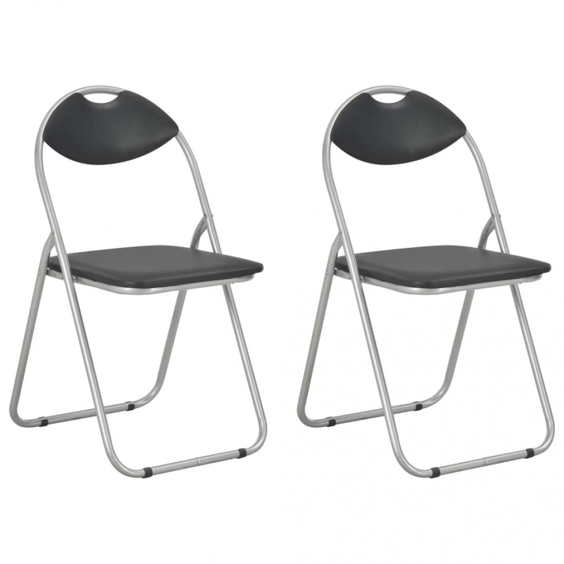 Decoshop26 - Lot de 2 chaises de salle à manger cuisine pliantes design classique similicuir noir CDS020950 - Chaises