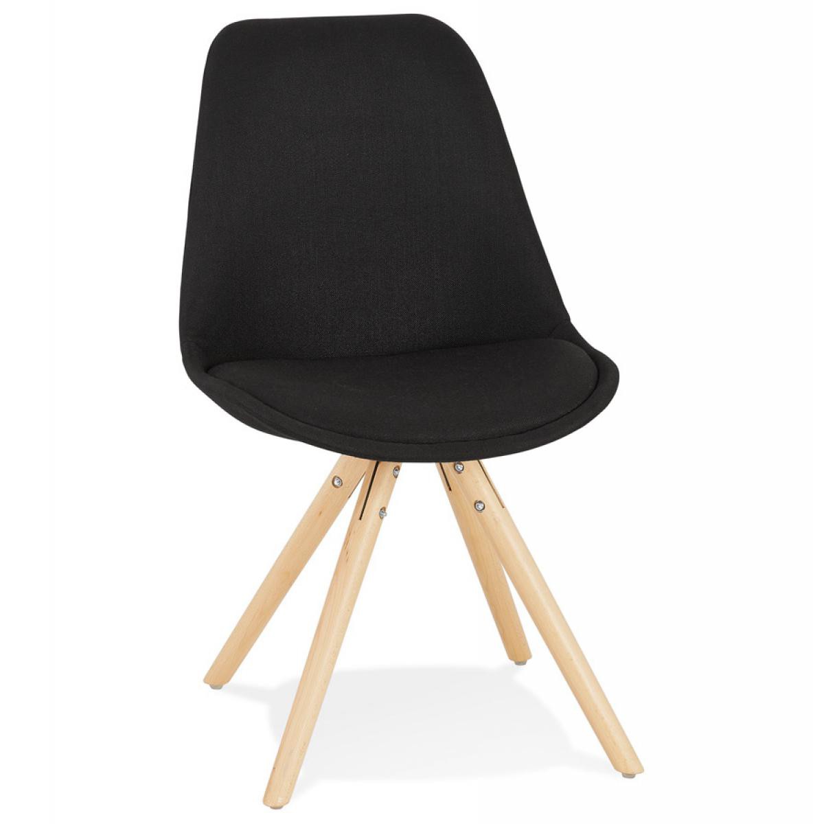 Alterego - Chaise scandinave 'HIPHOP' en tissu noir avec pieds en bois finition naturelle - Chaises
