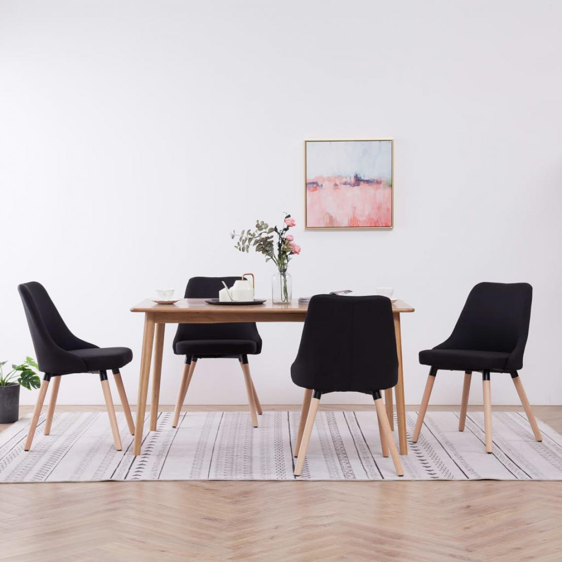 Icaverne - Stylé Fauteuils et chaises famille Alofi Chaises de salle à manger 4 pcs Noir Tissu - Chaises