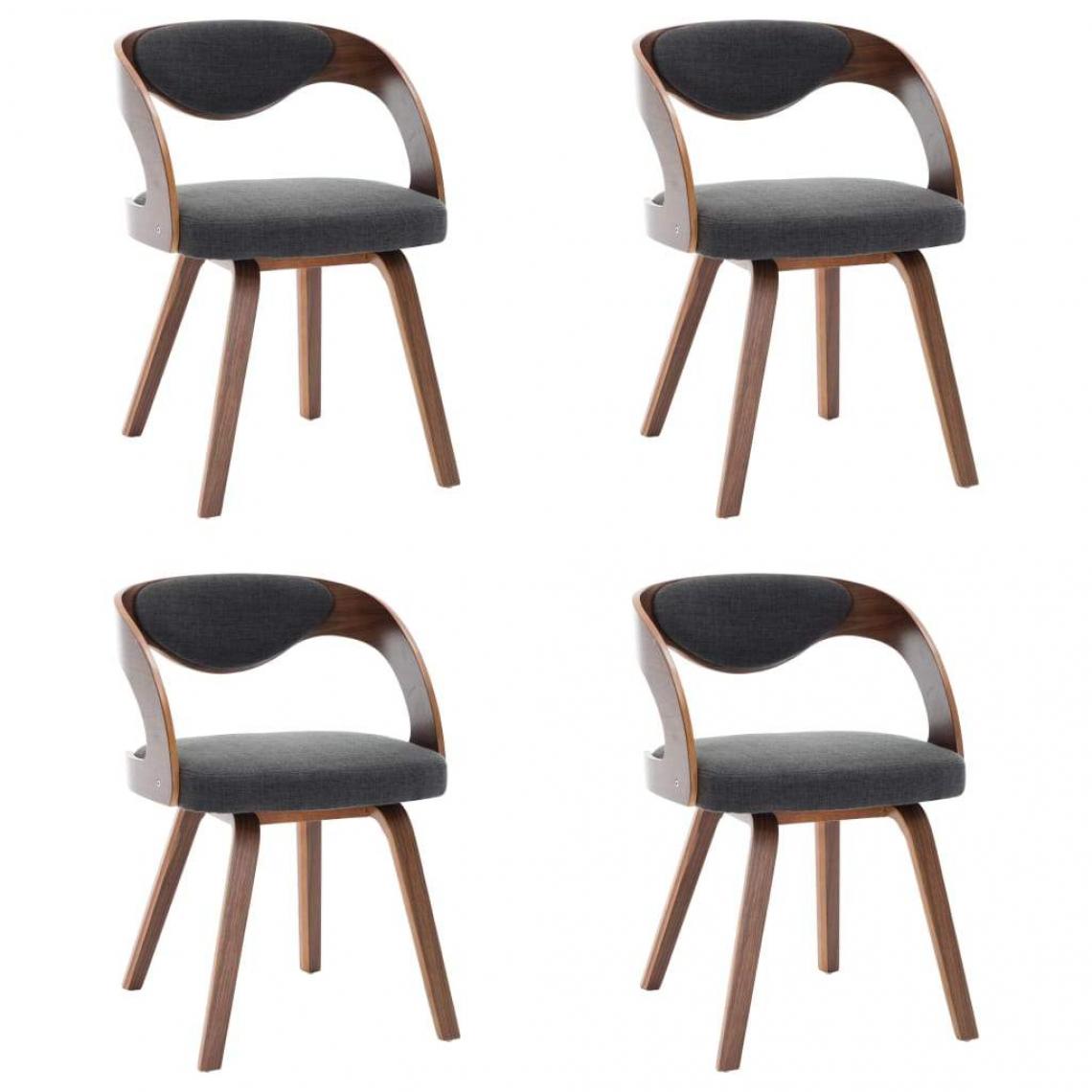 Decoshop26 - Lot de 4 chaises de salle à manger cuisine design moderne bois courbé et tissu gris foncé CDS021539 - Chaises