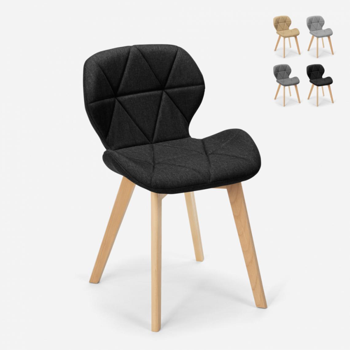 Ahd Amazing Home Design - Chaise design nordique pieds bois tissu cuisine bar restaurant Whale, Couleur: Noir - Chaises