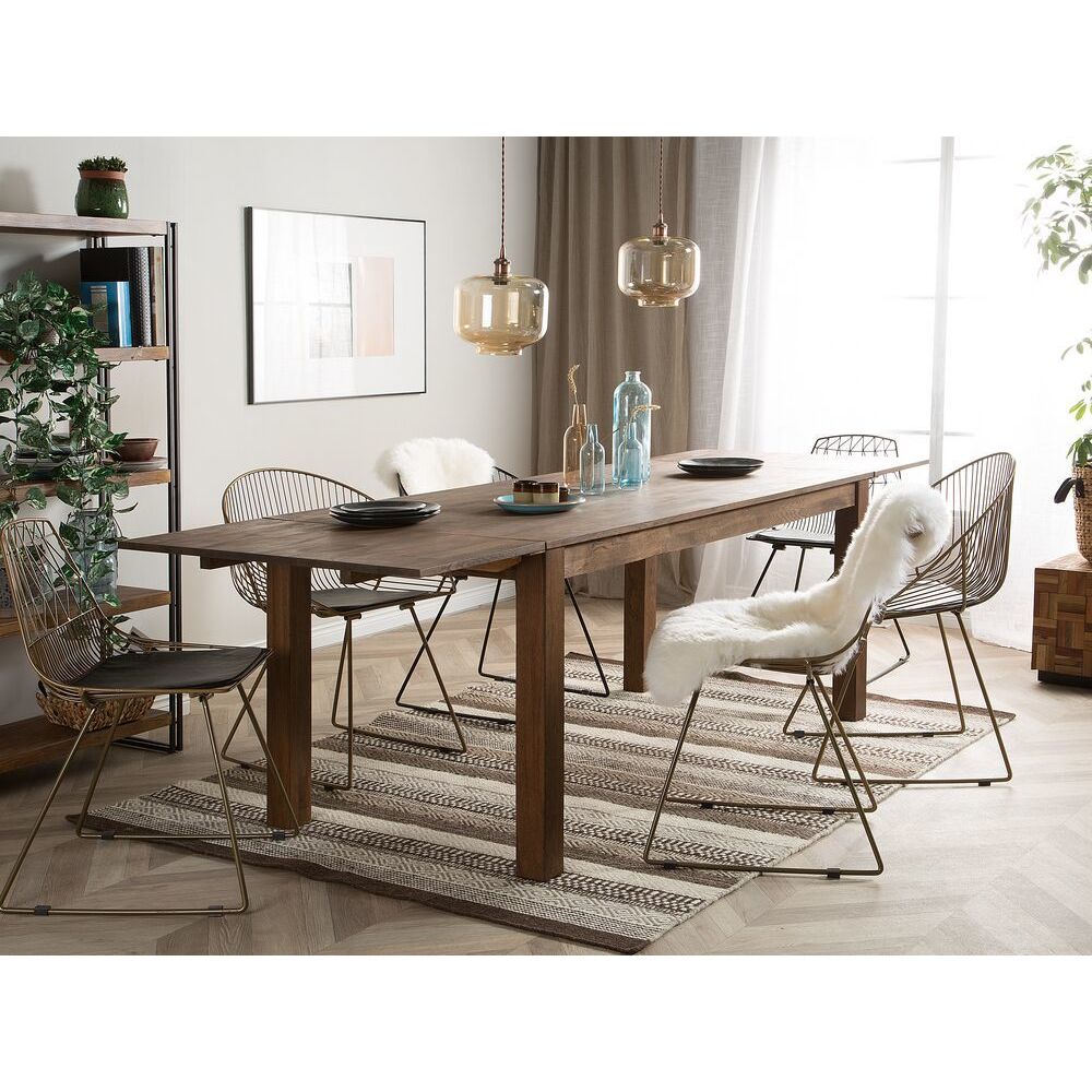 Beliani - Beliani Table en bois de chêne 180 x 85 cm avec 2 rallonges MAXIMA - marron - Tables à manger