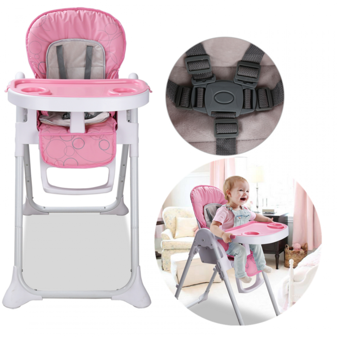 Einfeben - chaise haute chaise bébé chaise réglable pliante salle à manger groupe de sièges pour enfants - Chaises