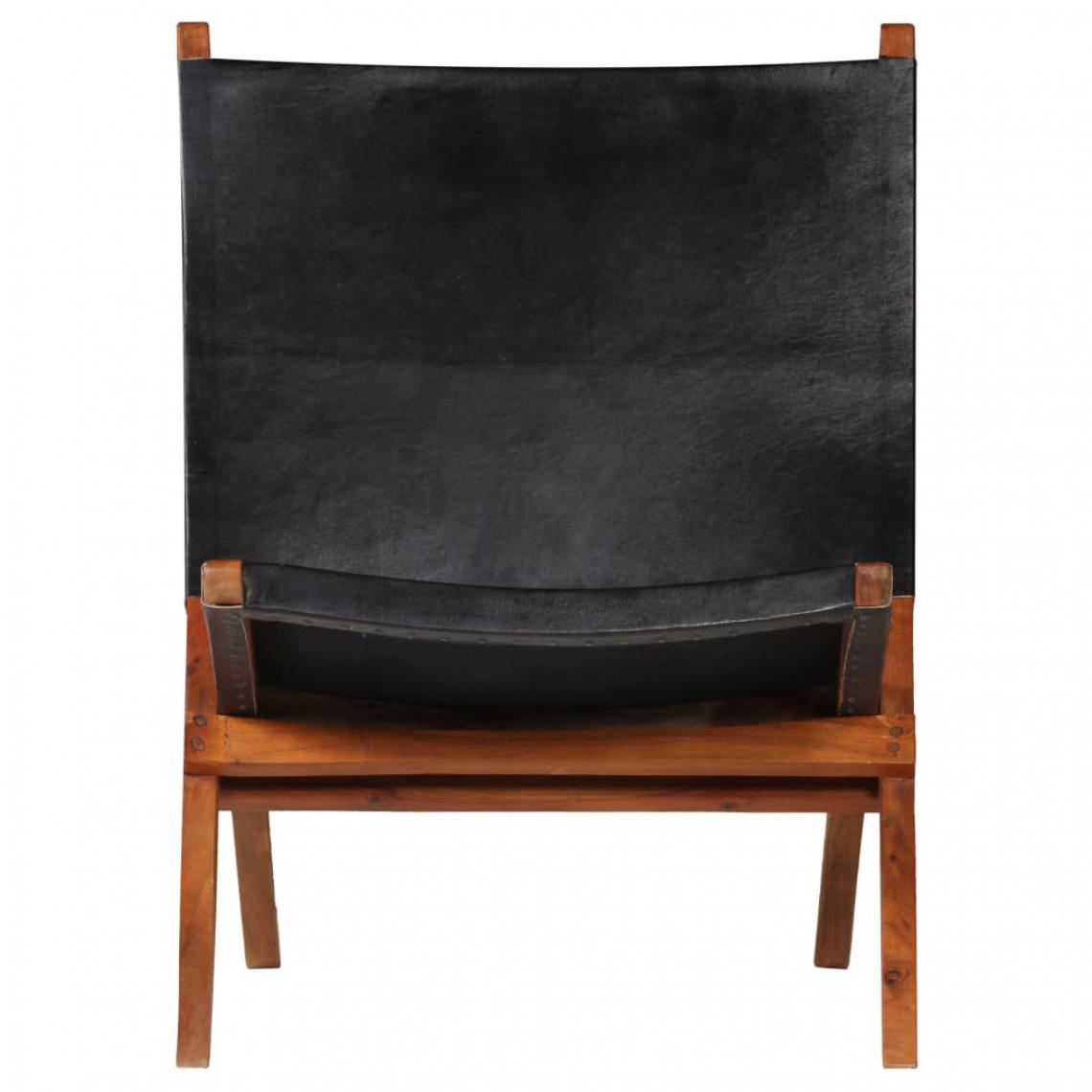 Icaverne - Icaverne - Chaises pliantes et tabourets pliants categorie Chaise de relaxation Cuir véritable 59 x 72 x 79 cm Noir - Chaises