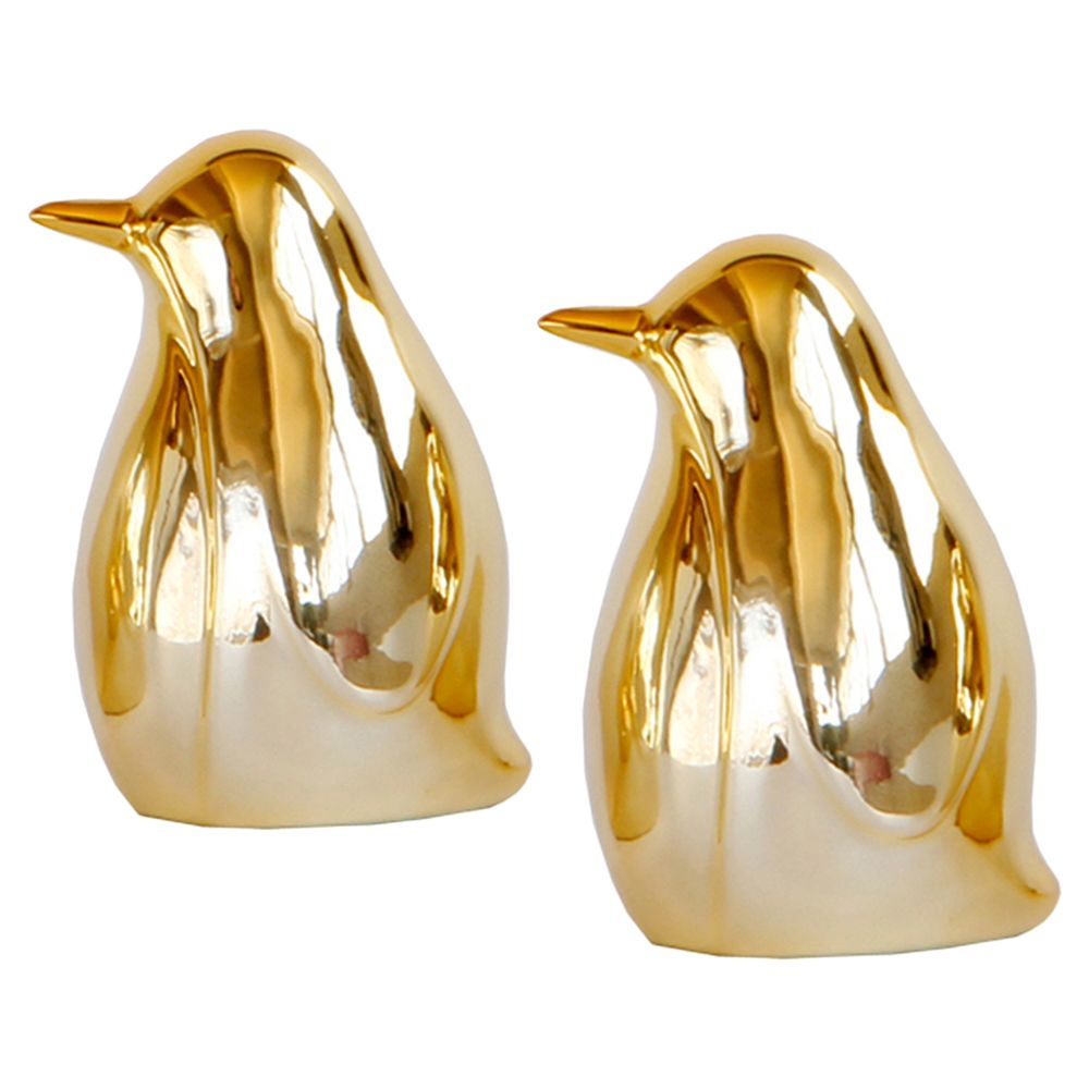 marque generique - Figurine Jardin Pingouin en céramique doré - Objets déco